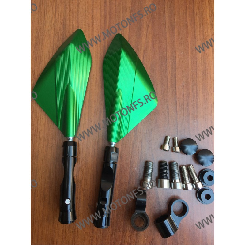 Set 2 Buc oglinzi retrovizoare Universal CNC Verde Pentru Motocicleta Naked Streetfighter Sport 5BZ8Q7JA 5BZ8Q7JA  Oglinzi Al...
