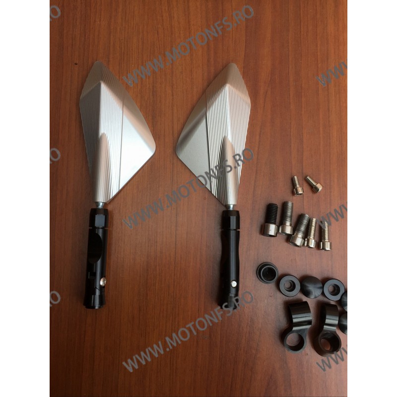 Set 2 Buc oglinzi retrovizoare Universal CNC Argintiu Pentru Motocicleta Naked Streetfighter Sport J4OSTQ J4OSTQ  Oglinzi Alu...