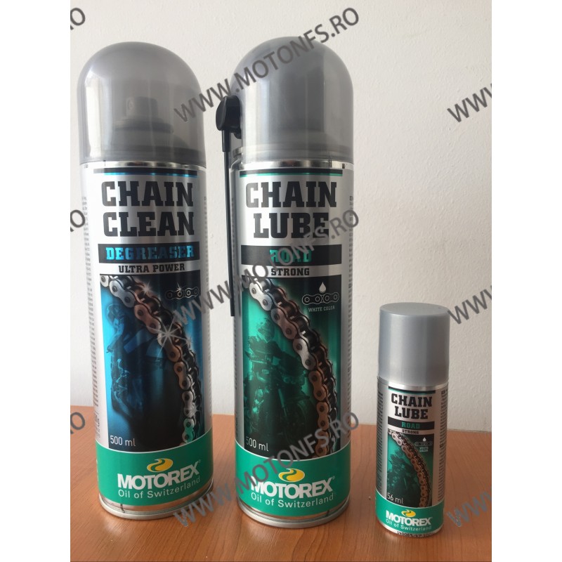 MOTOREX OFERTA SET SPRAY LANT ROAD 500ml + CHAIN CLEAN 500ml + MINISPRAY LANT ROAD 56ml