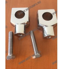 25 mm Inaltatore / Suport Ghidon Chrome Round 1 Inch Handlebar Riser Clamp Compatible With Harley Kawasaki Suzuki Yamaha Hond...