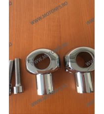 25 mm Inaltatore / Suport Ghidon Chrome Round 1 Inch Handlebar Riser Clamp Compatible With Harley Kawasaki Suzuki Yamaha Hond...