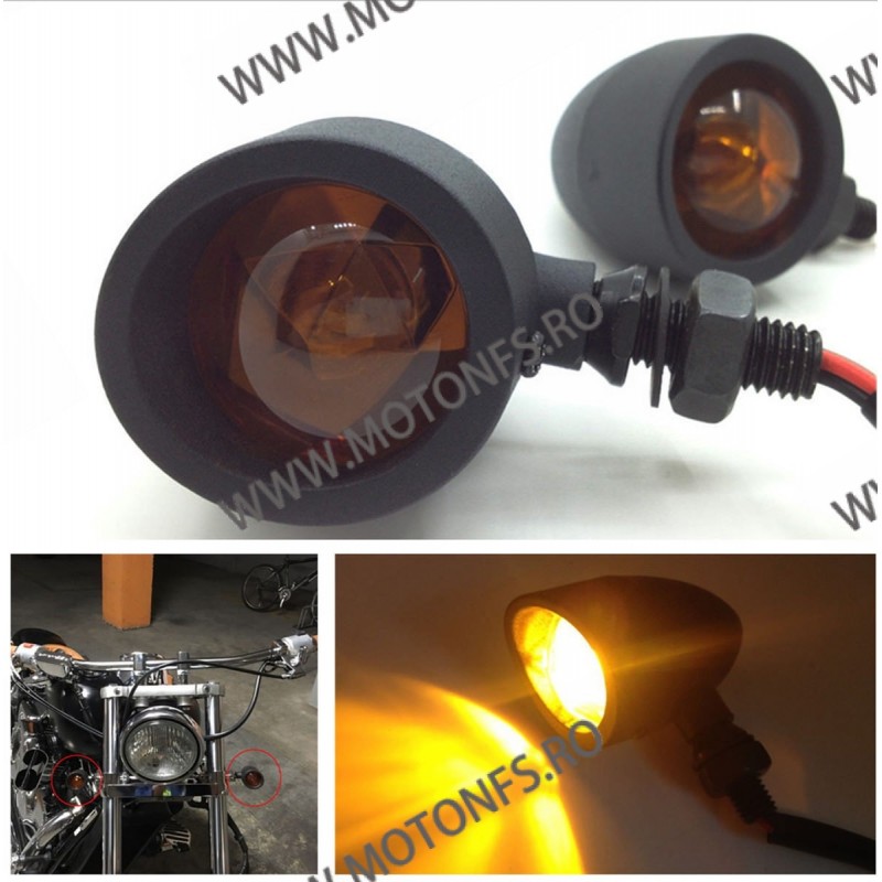 Set 2 Buc Semnale Bullet Semnalizatoare Bec Moto Cafe Racer Bobber Chopper Retro XRL-208 XRL-208  Semnal Universale Cafe Race...