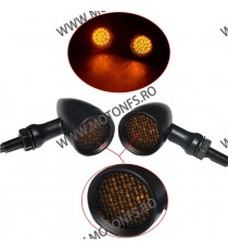 Set 2 Buc Semnale Semnalizatoare LED Bullet Grid Moto Cafe Racer Bobber Chopper Retro XRL-889 XRL-889  Semnal Universale Cafe...