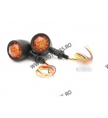 Set 2 Buc Semnale Semnalizatoare LED Cu Pozitie Rosu Moto Cafe Racer Bobber Chopper Retro HP-126 HP-126  Semnal Universale Ca...