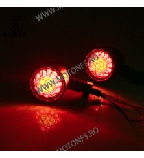 Set 2 Buc Semnale Semnalizatoare LED Cu Pozitie Rosu Moto Cafe Racer Bobber Chopper Retro HP-126 HP-126  Semnal Universale Ca...