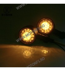 Set 2 Buc Semnale Semnalizatoare LED Cu Pozitie Rosu Moto Cafe Racer Bobber Chopper Retro HP-126 HP-126  Semnal Universale Ca...