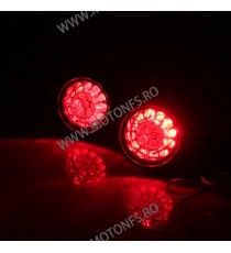 Set 2 Buc Semnale Semnalizatoare LED Cu Pozitie Rosu Moto Cafe Racer Bobber Chopper Retro HP-126 HP-126  Semnal Universale Ca...