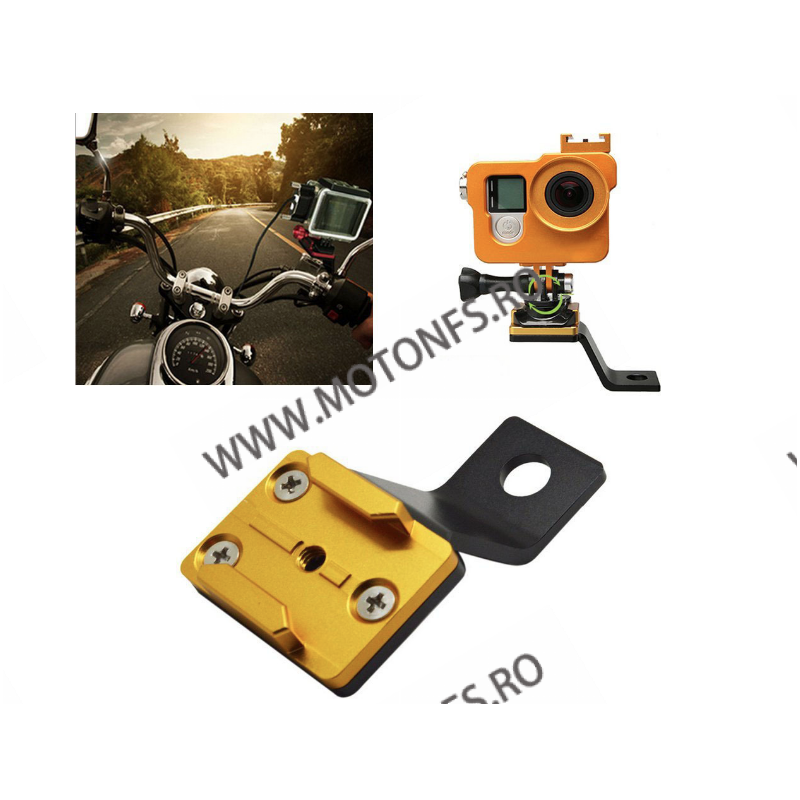 Suport Metalic De Prindere Camera Pe Motocicleta / Bicicleta Auriu Cod AMDP7086-1 amdp7086-1  Accesorii Camere Sport 49,00 le...