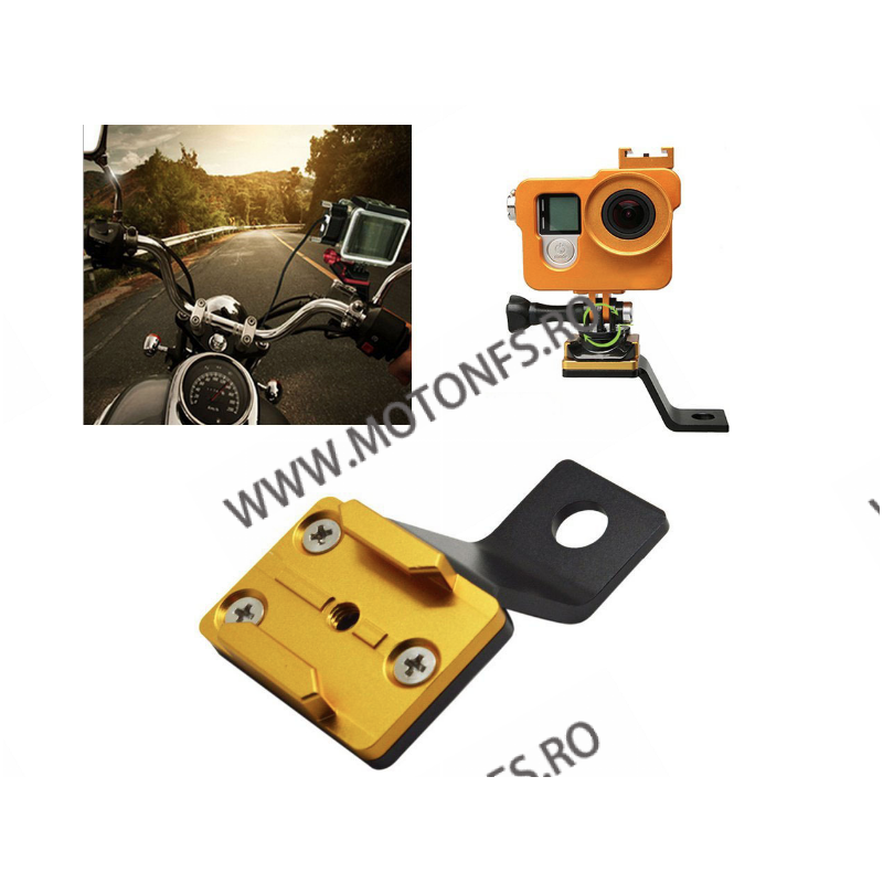 Suport Metalic De Prindere Camera Pe Motocicleta / Bicicleta Auriu Cod AMDP7086-1 amdp7086-1  Accesorii Camere Sport 49,00 RO...