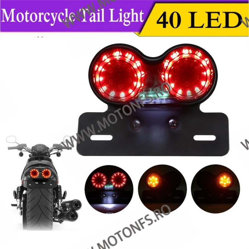 Stop cu leduri Si semnale integrate Suport Numar LED Moto Universal Cafe Racer Chooper Bobber Sti2038 Sti2038  Stopuri Moto U...