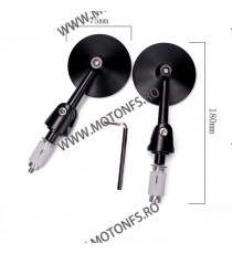 Set 2 oglinzi + capete ghidon Negru UNIVERSALE MOTO SCUTER ATV HONDA YAMAHA SUZUKI KAWASAKI DUCATI BMW TRIUMPH SH-6012/BK  Og...