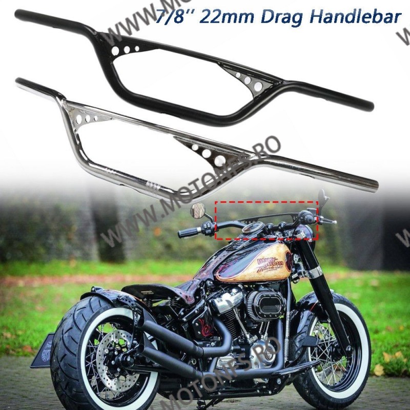 22mm Lungimea 82CM Ghidon Otel Negru Universal moto Cafe Racer Chopper Dragstyle Dragbar Codgd700565 gd700565  Ghidon 170,00 ...