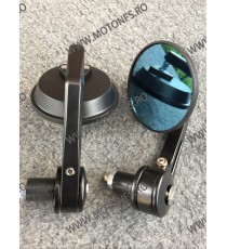 Set 2 bucati Oglinzi pentru capatul de ghidon Negre UNIVERSALE MOTO SCUTER ATV HONDA YAMAHA SUZUKI KAWASAKI DUCATI BMW TRIUMP...