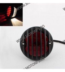 Stop Frana / Lampa Spate 3 functii Pozitie - Stop - Iluminare numar Moto Universal Cafe Racer Cromat Chooper Bobber L12P8 L12...