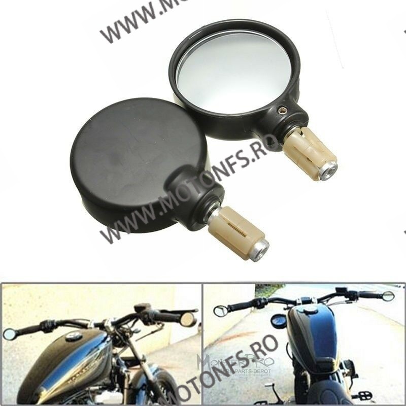 Set 2 oglinzi retrovizoare moto cap ghidon Negru ORM0574 UNIVERSALE MOTO SCUTER ATV HONDA YAMAHA SUZUKI KAWASAKI DUCATI ORM94...