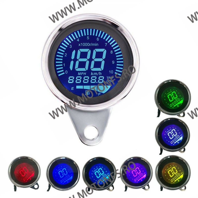 Bord - vitezometru - km kilometraj electronic - universal multifuntional 7 Culori KDUN10293 KDUN10293  Kilometraj Universal 1...