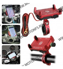 Suport telefon gps moto universal cu incarcatoare rapide USB fixare pe ghidon - Rosu TG60C TG60C  Suport Telefon & GPS 99,00 ...