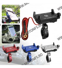 Suport telefon gps moto cu incarcatoare rapide USB fixare pe ghidon - Negre FE0CN FE0CN  Suport Telefon & GPS 99,00 lei 99,00...