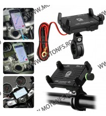 Suport telefon gps moto cu incarcatoare rapide USB fixare pe ghidon - Negre FE0CN FE0CN  Suport Telefon & GPS 99,00 lei 99,00...