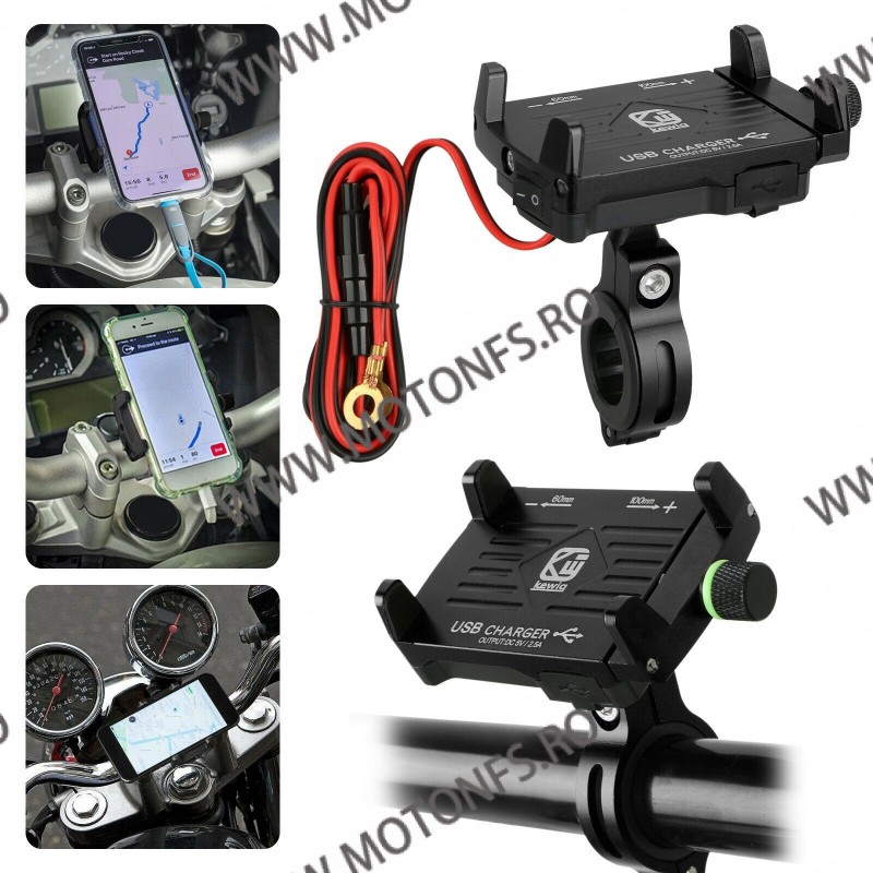 Suport telefon gps moto cu incarcatoare rapide USB fixare pe ghidon - Negre FE0CN FE0CN  Suport Telefon & GPS 99,00 lei 99,00...