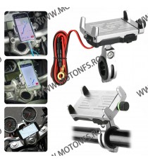 Suport telefon gps moto cu incarcatoare rapide USB fixare pe ghidon - Argintiu U2GOY U2GOY  Suport Telefon & GPS 99,00 lei 99...