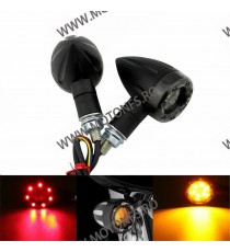 Set 2 Buc Semnale Semnalizatoare LED Cu Pozitie Stop Rosu Moto Cafe Racer Bobber Chopper Retro Z9GFR Z9GFR  Semnalizari Cafe ...