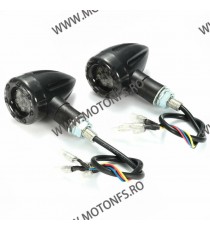 Set 2 Buc Semnale Semnalizatoare LED Cu Pozitie Stop Rosu Moto Cafe Racer Bobber Chopper Retro Z9GFR Z9GFR  Semnal Universale...