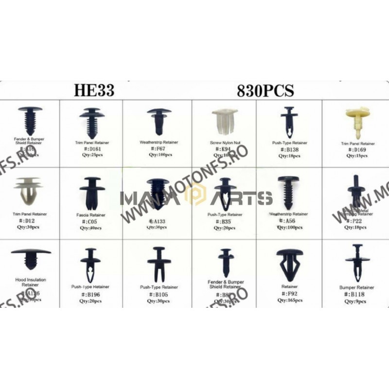 SET HE33-830PCS CLIPSURI CLEME AUTO DE PLASTIC AQ7MX HE33-830PCS  Clipsuri 98,00 lei 98,00 lei 82,35 lei 82,35 lei