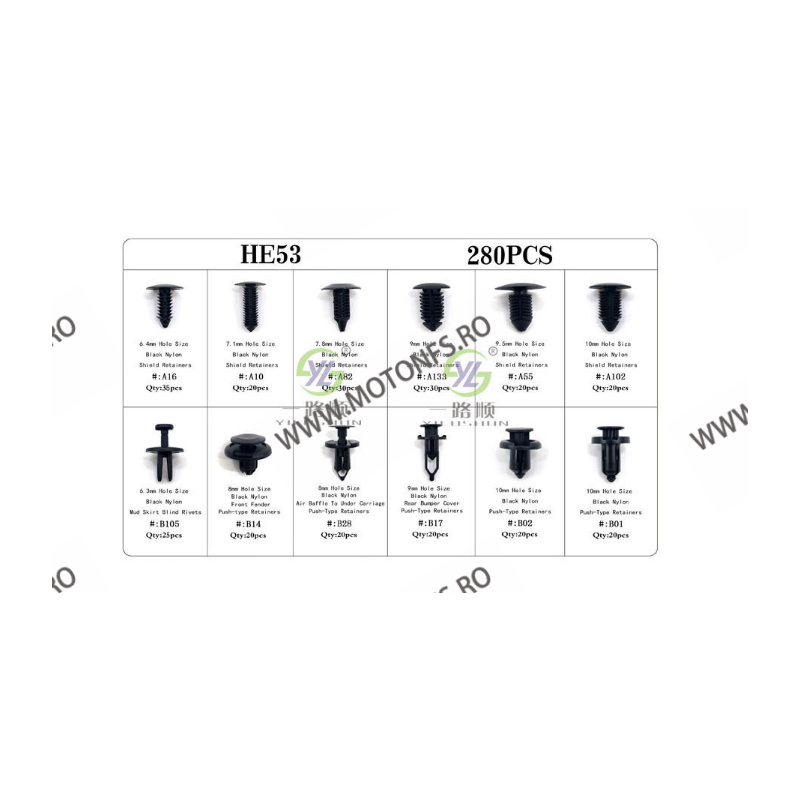 SET HE53-280pcs CLIPSURI CLEME AUTO DE PLASTIC 9ITLH HE53-280pcs  Clipsuri 85,00 lei 85,00 lei 71,43 lei 71,43 lei