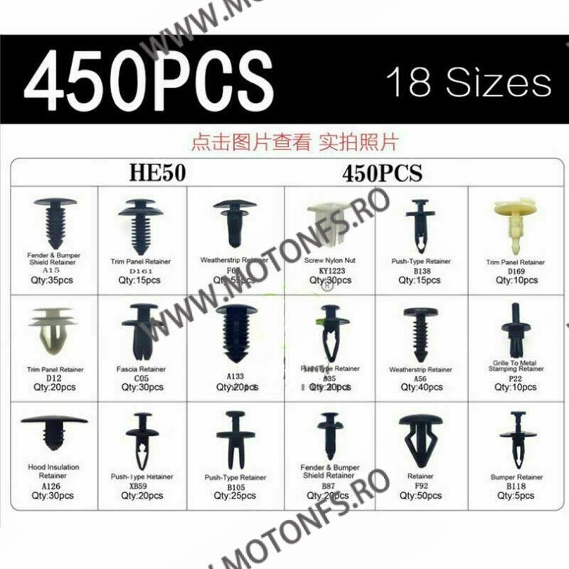 SET HE50-450pcs CLIPSURI CLEME AUTO DE PLASTIC AGLI6 HE50-450pcs  Clipsuri 95,00 lei 95,00 lei 79,83 lei 79,83 lei