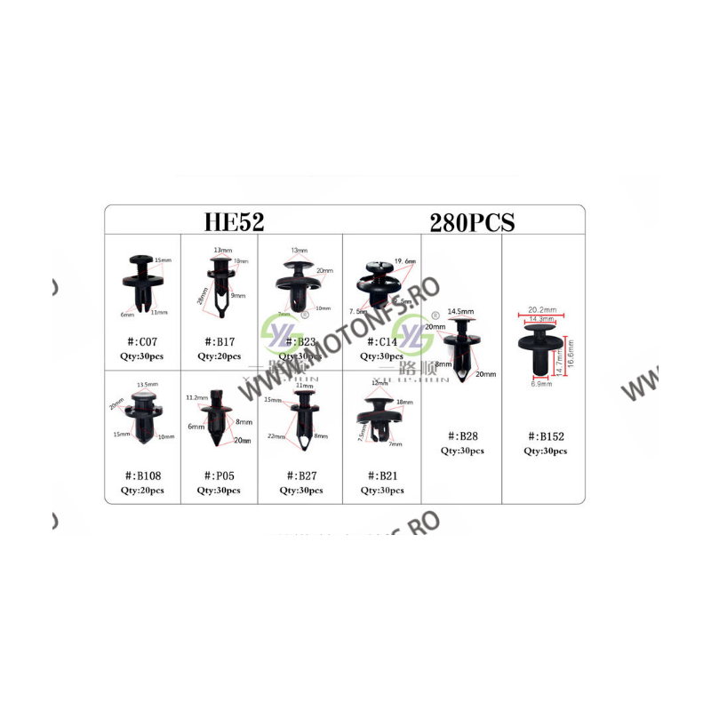 SET HE52-280pcs CLIPSURI CLEME AUTO DE PLASTIC SCAG8 HE52-280pcs  Clipsuri 80,00 RON 80,00 RON 67,23 RON 67,23 RON