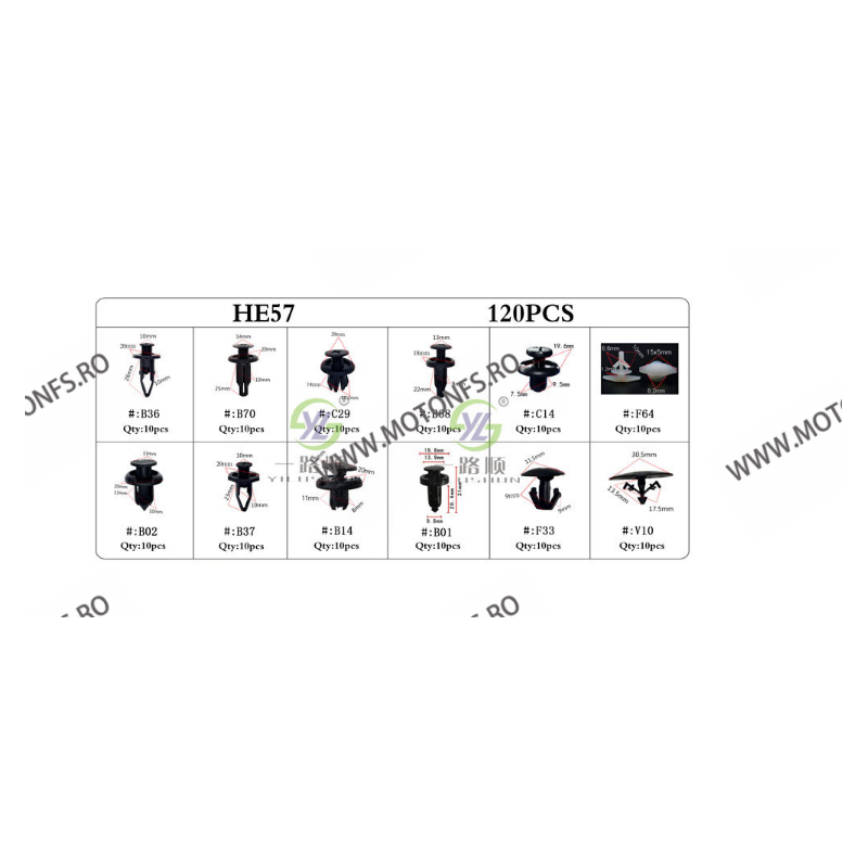 SET HE57-120pcs CLIPSURI CLEME AUTO DE PLASTIC JZP8O HE57-120pcs  Clipsuri 80,00 lei 80,00 lei 67,23 lei 67,23 lei