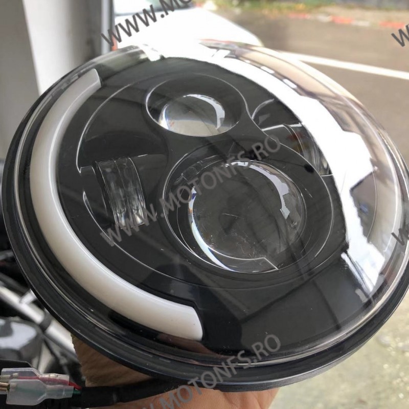 7 inch Far Universal Moto Omologat E9 Cu Angel Eye cafe racer chopper, bobber,Auto B977X B977X  Faruri Moto Universale 295,00...