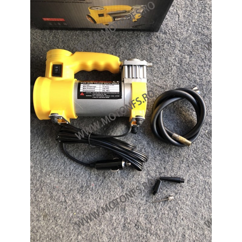 Compresor Aer Un Cilindru Auto / Moto Umflat Roti Carcasa Metalica Lumina LED 12V 15A 35l/Minut 11VAA 11VAA  Manometru / Pomp...
