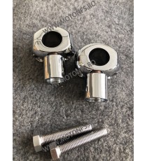 25 mm Inaltatore / Suport Ghidon Chrome Round 1 Inch Handlebar Riser Clamp Compatible With Harley Kawasaki Suzuki Yamaha Hond...