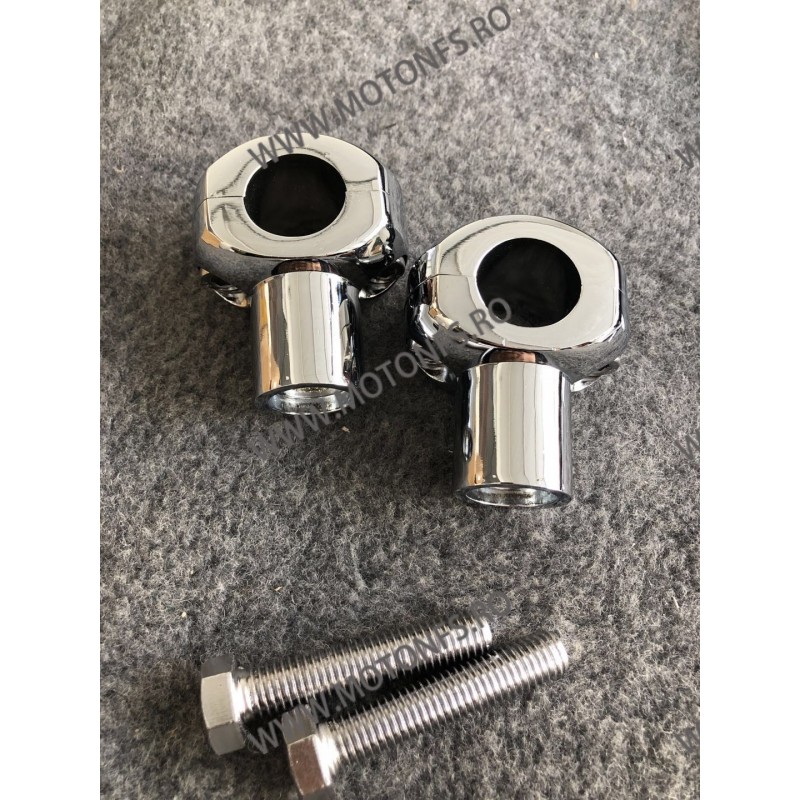 25 mm Inaltatore / Suport Ghidon Chrome Round 1 Inch Handlebar Riser Clamp Compatible With Harley Kawasaki Suzuki Yamaha Hond...