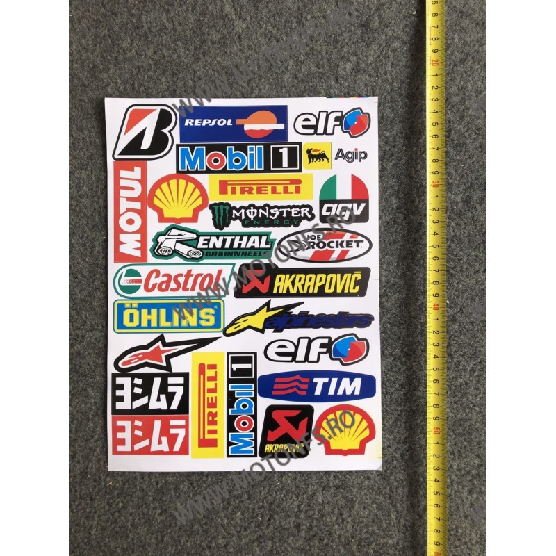 Set Autocolant / Stickere Pentru Moto ATV MoTul Repsol Mobil ELf AGV OHLINS Pirelli Akrapovic Monster Castrol Alpinstar D6BMI...