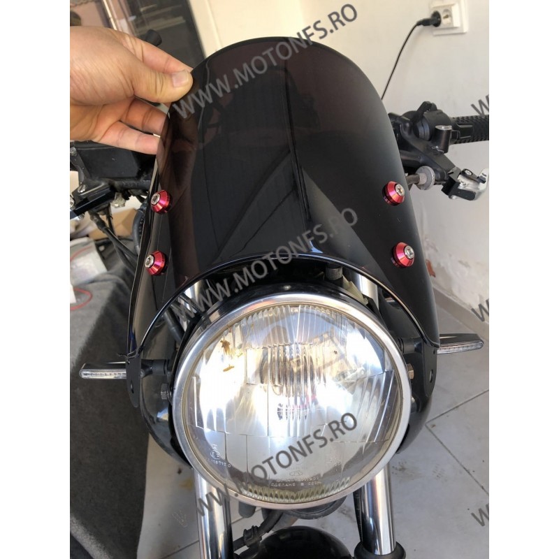 Parbriza Fumuriu Universal Moto Naked Cafe Racer Cromat Chooper Bobber Yamaha Kawasaki Honda Suzuki 53V28 53V28  Parbriz univ...
