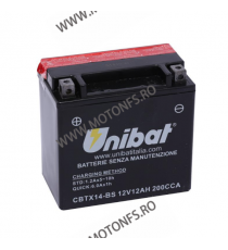 UNIBAT - Acumulator fara intretinere CBTX14-BS (Yuasa: YTX14-BS) l/b/h 152 x 88 x 147 U295-346-BS UNIBAT Acasa 310,00 lei 310...