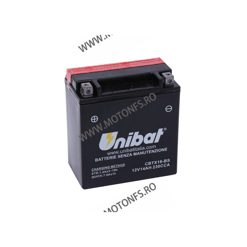UNIBAT - Acumulator fara intretinere CBTX16-BS (Yuasa: YTX16-BS) l/b/h 150 x 87 x 161 U295-348-BS UNIBAT Acasa 400,00 lei 400...