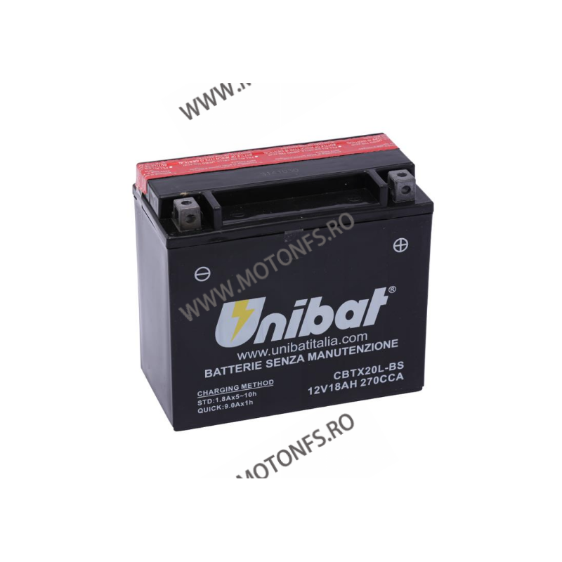 UNIBAT - Acumulator fara intretinere CBTX20L-BS (Yuasa: YTX20L-BS) l/b/h 175 x 85 x 155 U295-347-BS UNIBAT UNIBAT Acumulator ...