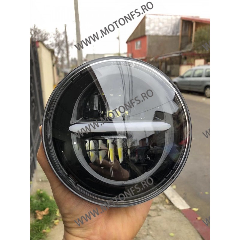 5.75 Inch Far Universal Moto omologat E9 Cu Angel Eye Cafe Racer Chopper, Bobber Harley Davidson ms-1057  Faruri Moto Univers...