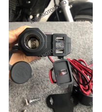 Priza USB x 2, Bricheta x 1 Si Voltmetru Digital Moto, Led Rosu, Culoare Negru 78OB5  Voltmetru / Prize Moto 69,00 lei 69,00 ...