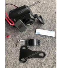 Priza USB x 2, Bricheta x 1 Si Voltmetru Digital Moto, Led Rosu, Culoare Negru 78OB5  Voltmetru / Prize Moto 69,00 lei 69,00 ...