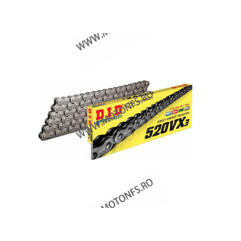 DID - Lant 520VX3 cu 096 zale - X-Ring ZB Steel color, ZJ conn.link 1-460-096 DID RACING CHAIN Acasa 296,00 lei 266,40 lei 24...