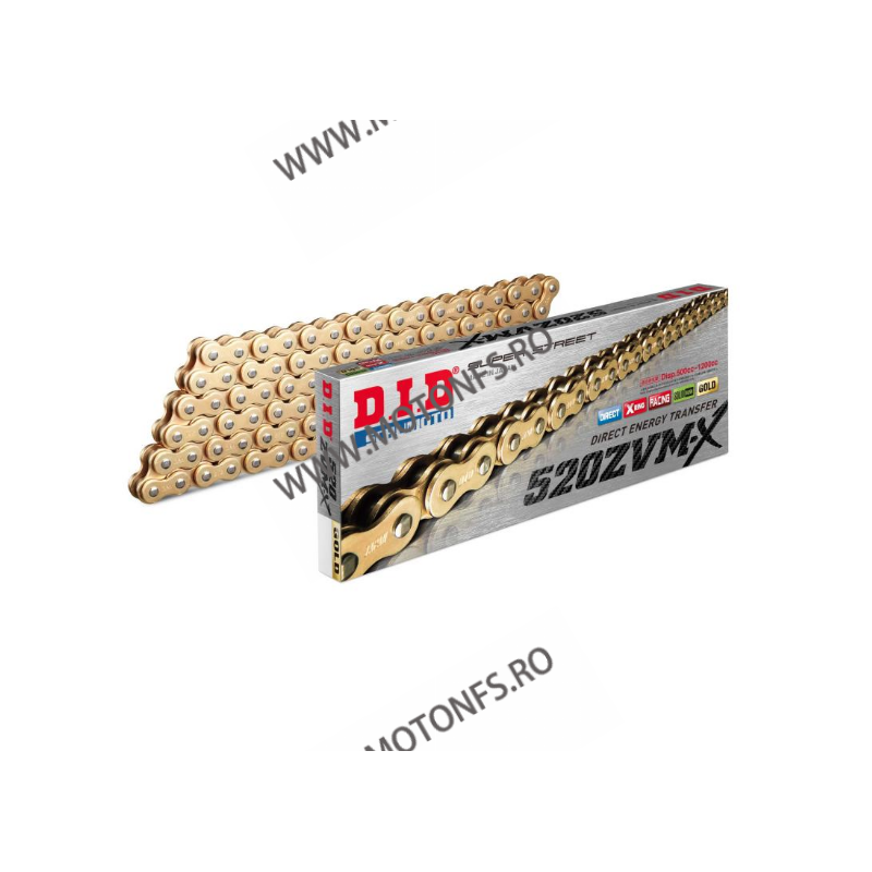 DID - Lant 520ZVM-X cu 118 zale - [Gold] X-Ring Gold/Gold color, ZJ conn.link 1-459-118 / N DID RACING CHAIN Acasa 563,00 lei...