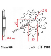 EMGO - Pinion (fata) JTF1901, 14 dinti - KTM EXC125/200/360 SX360/450F 105-411-14 EMGO Emgo Pinioane 49,00 lei 49,00 lei 41,1...