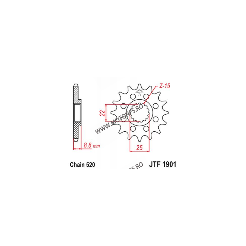 EMGO - Pinion (fata) JTF1901, 14 dinti - KTM EXC125/200/360 SX360/450F 105-411-14 EMGO Emgo Pinioane 49,00 lei 49,00 lei 41,1...