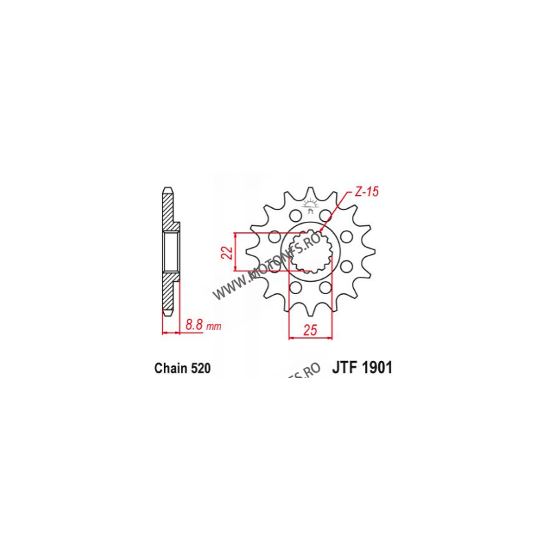 EMGO - Pinion (fata) JTF1901, 15 dinti - KTM EXC250/300/450 525XC/MXC 105-411-15 EMGO Emgo Pinioane 64,00 lei 64,00 lei 53,78...