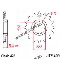 EMGO - Pinion (fata) JTF409, 16 dinti - DR125 103-365-16 EMGO Emgo Pinion 49,00 lei 49,00 lei 41,18 lei 41,18 lei